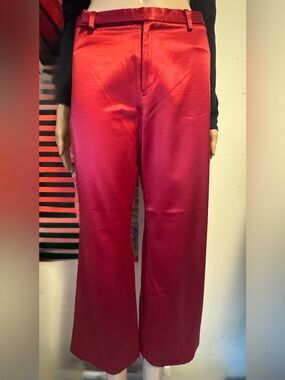 GAP Red Satin Cropped Pants